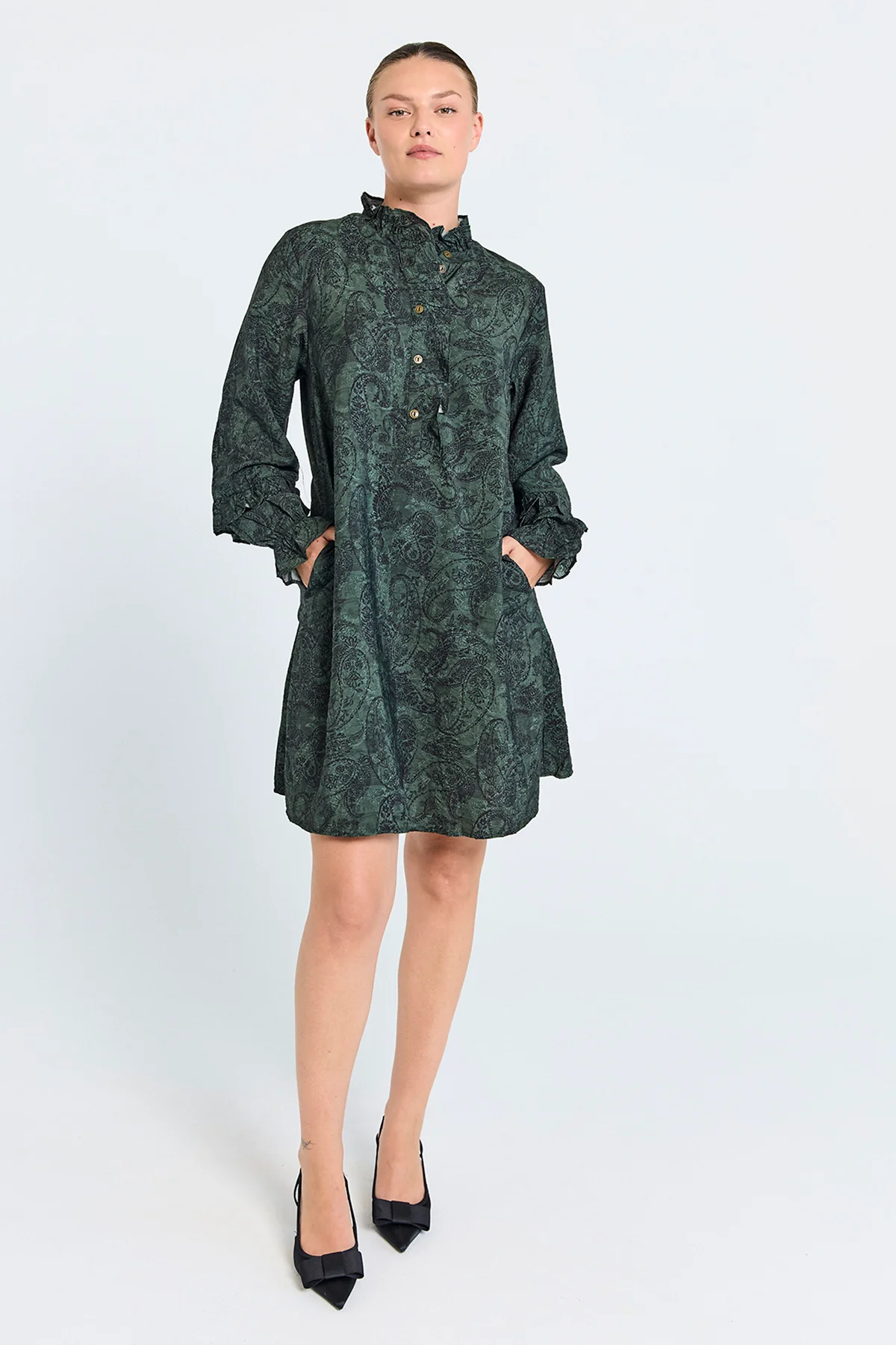FQMOLIN - KLEID - SCHWARZ UND GRÜN
