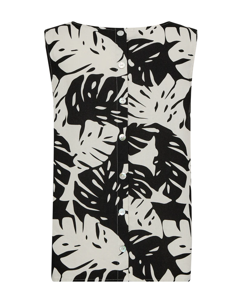 FQLAVISCO - FLORALES TOP - BEIGE UND SCHWARZ