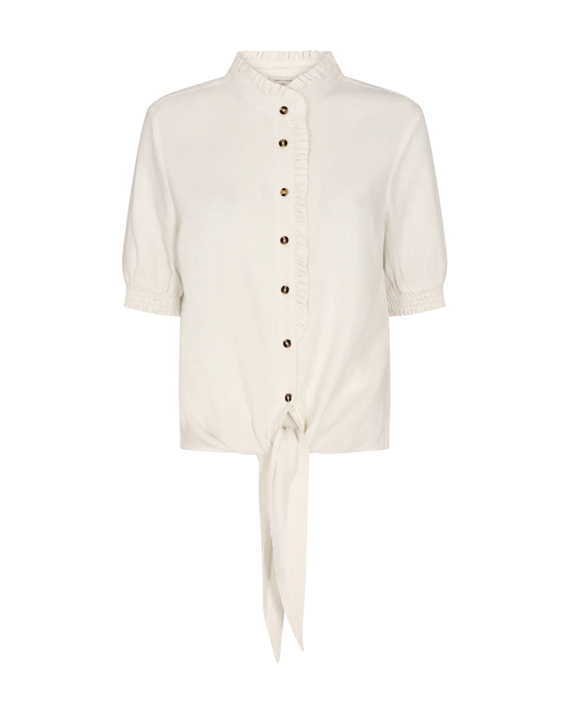 FQLAVA - BLUSE MIT LEINEN - WEISS