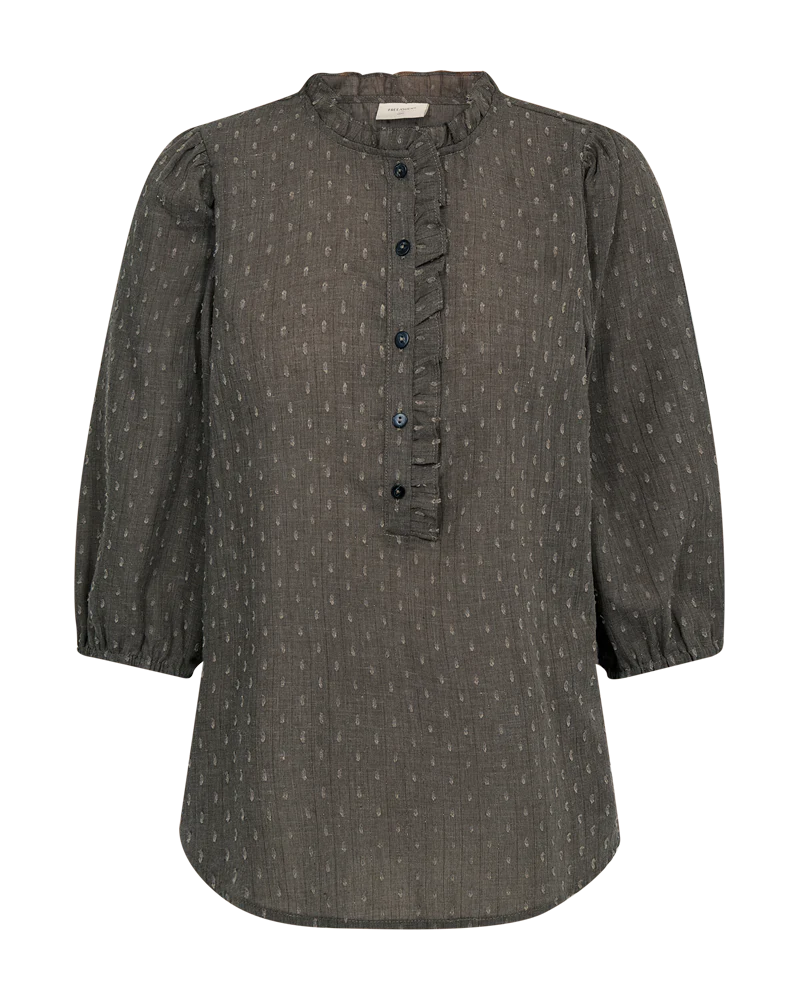 FQDINA – BLUSE MIT JACQUARDMUSTER - BRAUN
