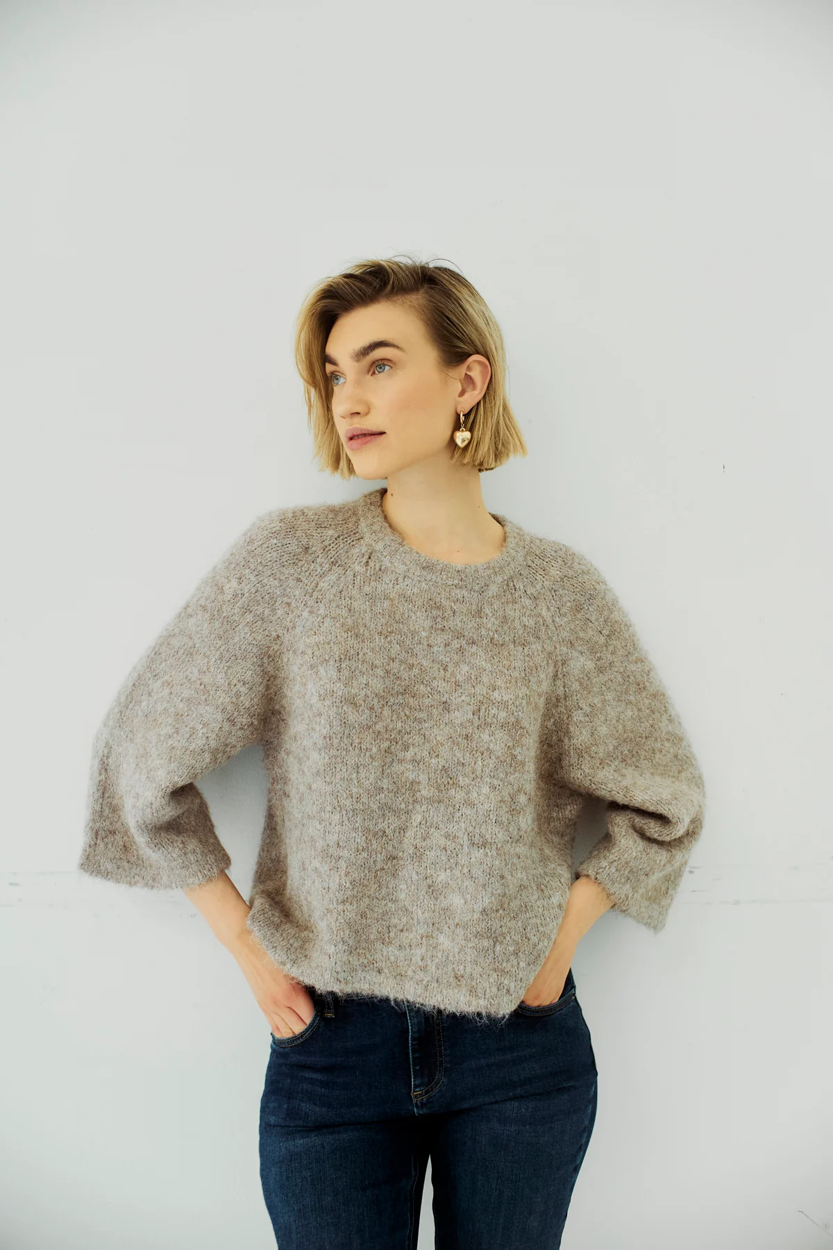 FQGRSLULU - PULLOVER - HELLBRAUN MELANGE