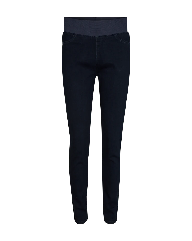 FQSHANTAL - DENIMHOSE MIT ELASTICHEM BUND - BLAU