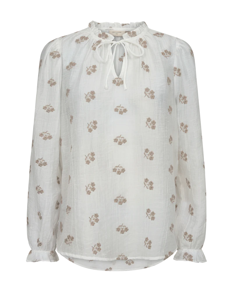 FQWENDY – BLUSE MIT FLORALER STICKEREI - WEISS