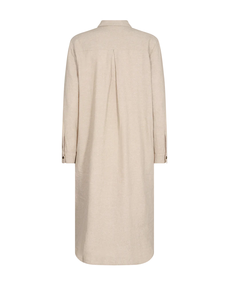 FQLAVA - BLUSENKLEID MIT LEINEN - BEIGE