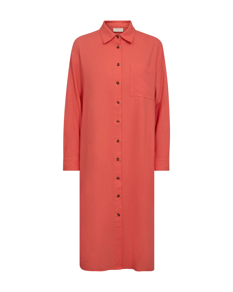 FQLAVA - BLUSENKLEID MIT LEINEN - ORANGE