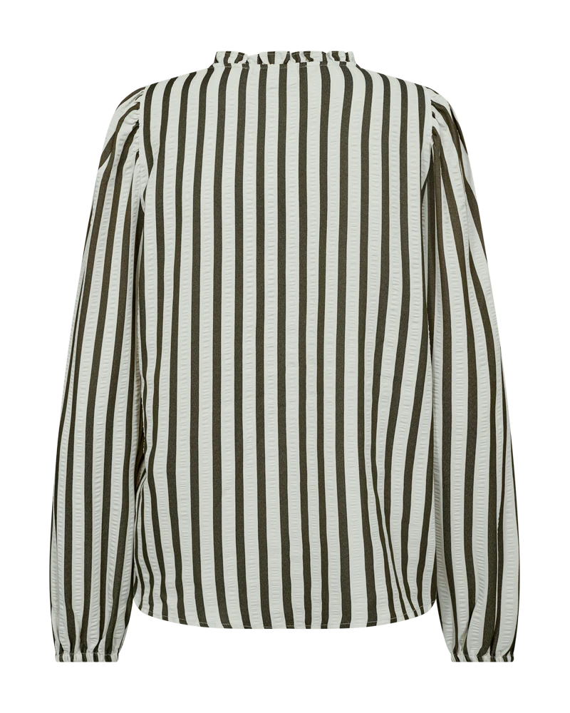 FQNOTO – GESTREIFTE BLUSE - WEISS UND GRÜN
