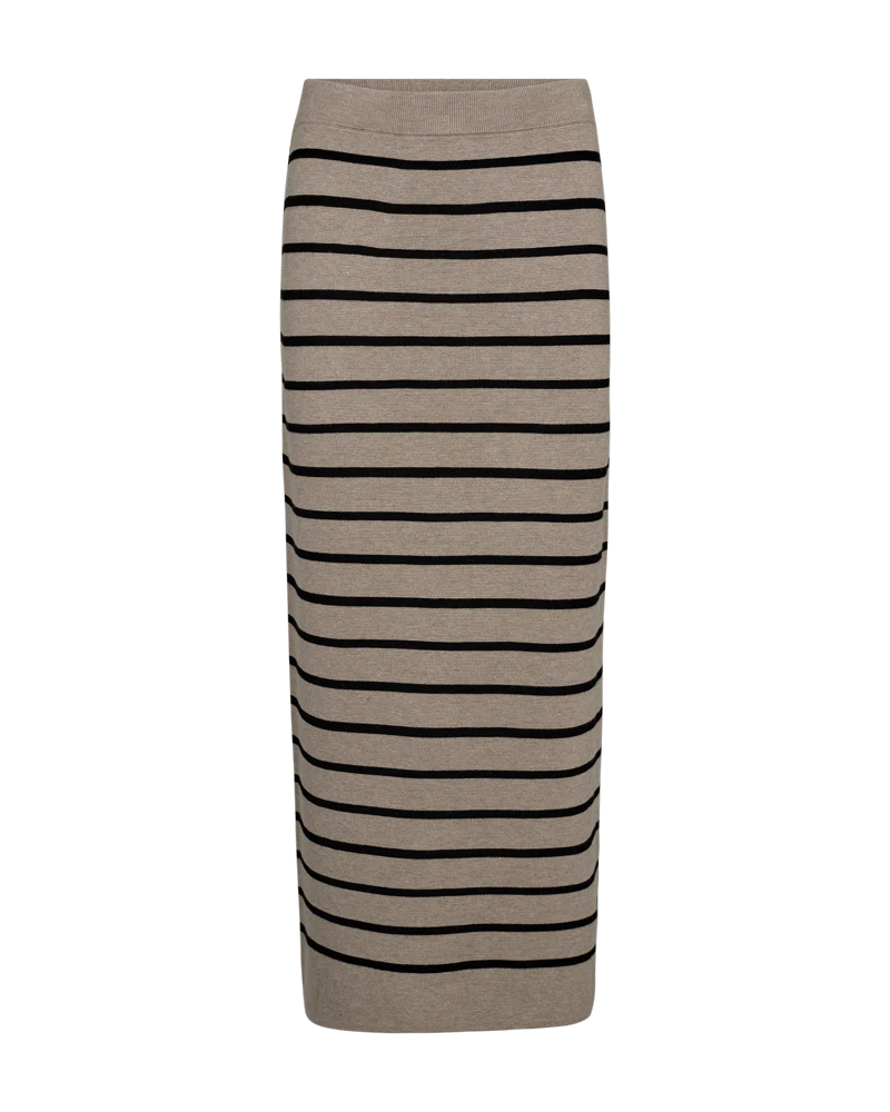 FQANI – GESTREIFTER STRICKROCK - BEIGE UND SCHWARZ