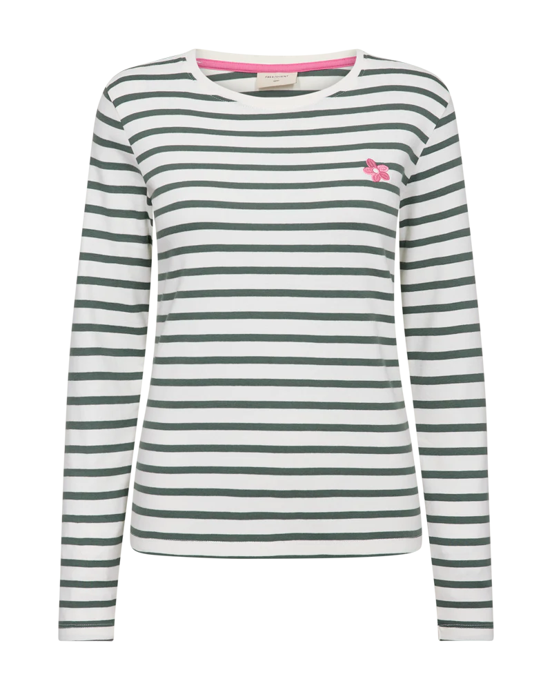 FQFAMILA - LANGARM T-SHIRT - WEISS UND GRÜN