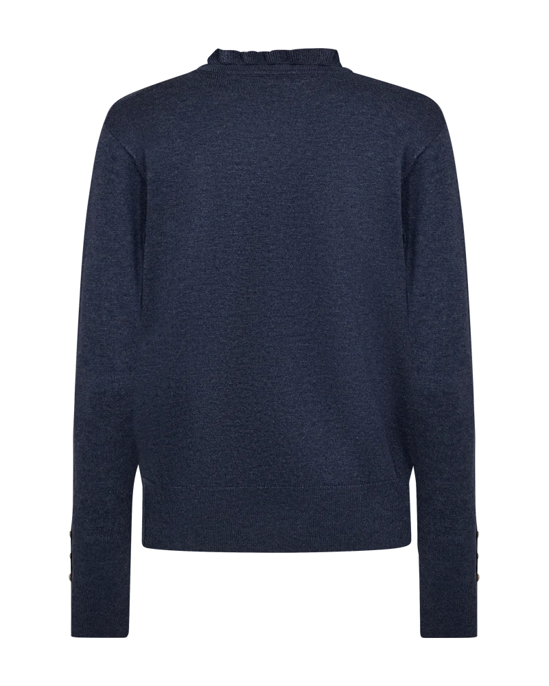 FQKATIE – FEINSTRICK-PULLOVER MIT RÜSCHEN - BLAU