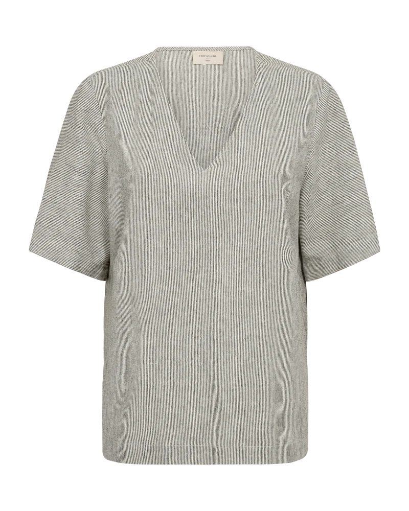 FQLAVA - BLUSE MIT STREIFENMUSTER - GRUN UND WEISS