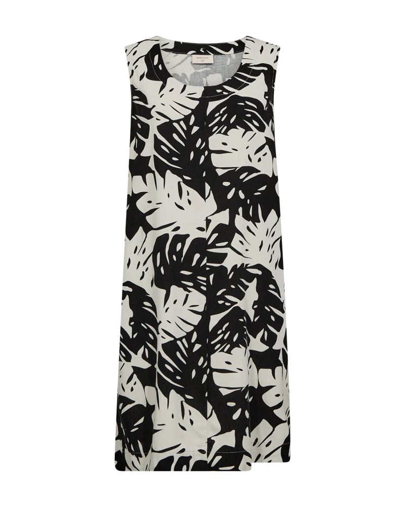 FQLAVISCO - FLORALES KLEID - BEIGE UND SCHWARZ