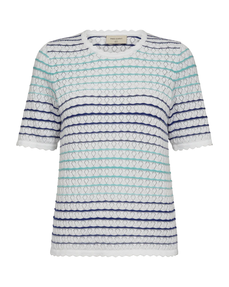 FQGINA - PULLOVER MIT STRICKMUSTER - WEISS UND BLAU