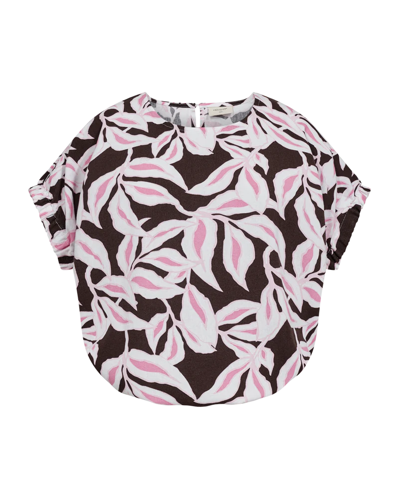 FQLAVISCO - BLUSE MIT BLUMENMUSTER - BRAUN