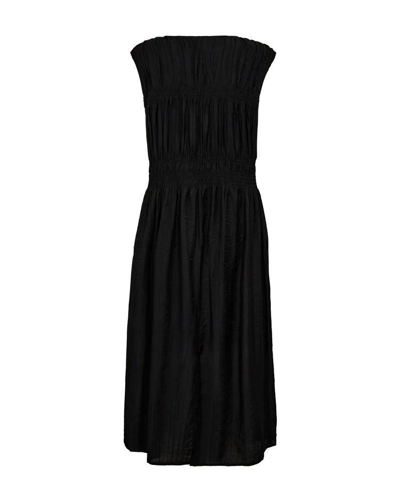 FQBILLIE - KLEID MIT SMOCK-DETAILS - SCHWARZ