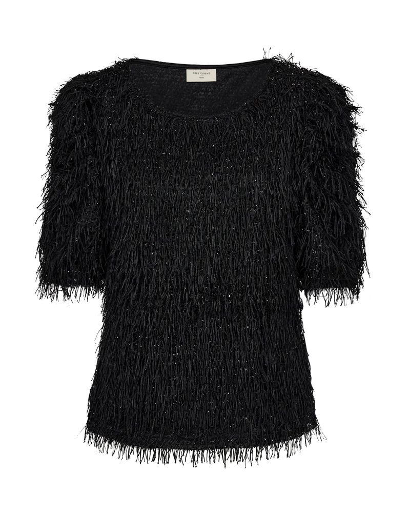 FQMARLIN - BLUSE MIT FRANSEN - SCHWARZ