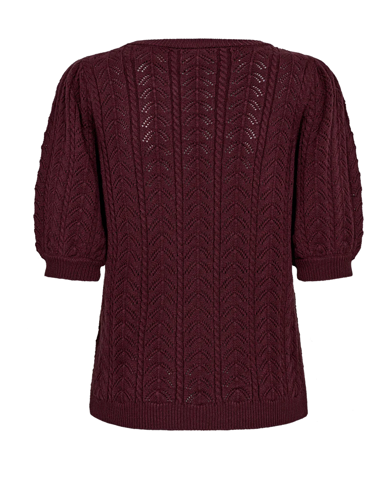 FQCLARRY – STRICKPULLOVER MIT LOCHMUSTER - BORDEAUX