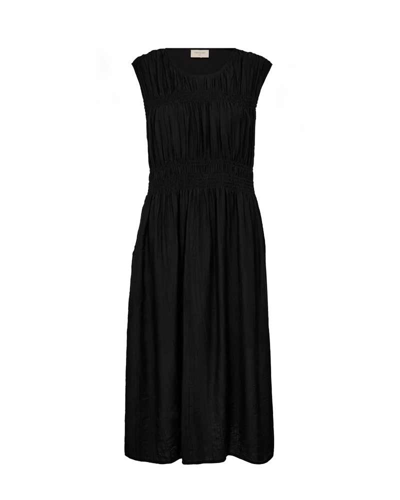 FQBILLIE - KLEID MIT SMOCK-DETAILS - SCHWARZ