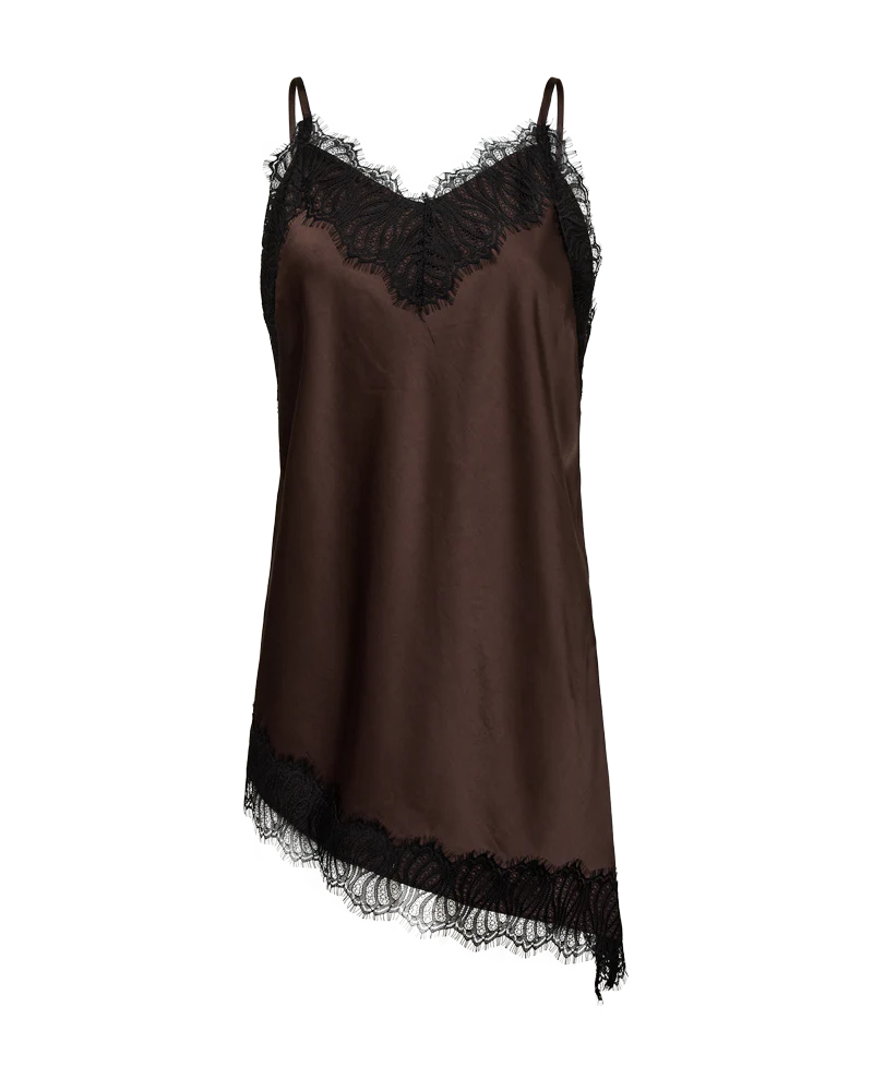 FQDOVA – TOP MIT SPITZENDETAILS - BRAUN UND SCHWARZ