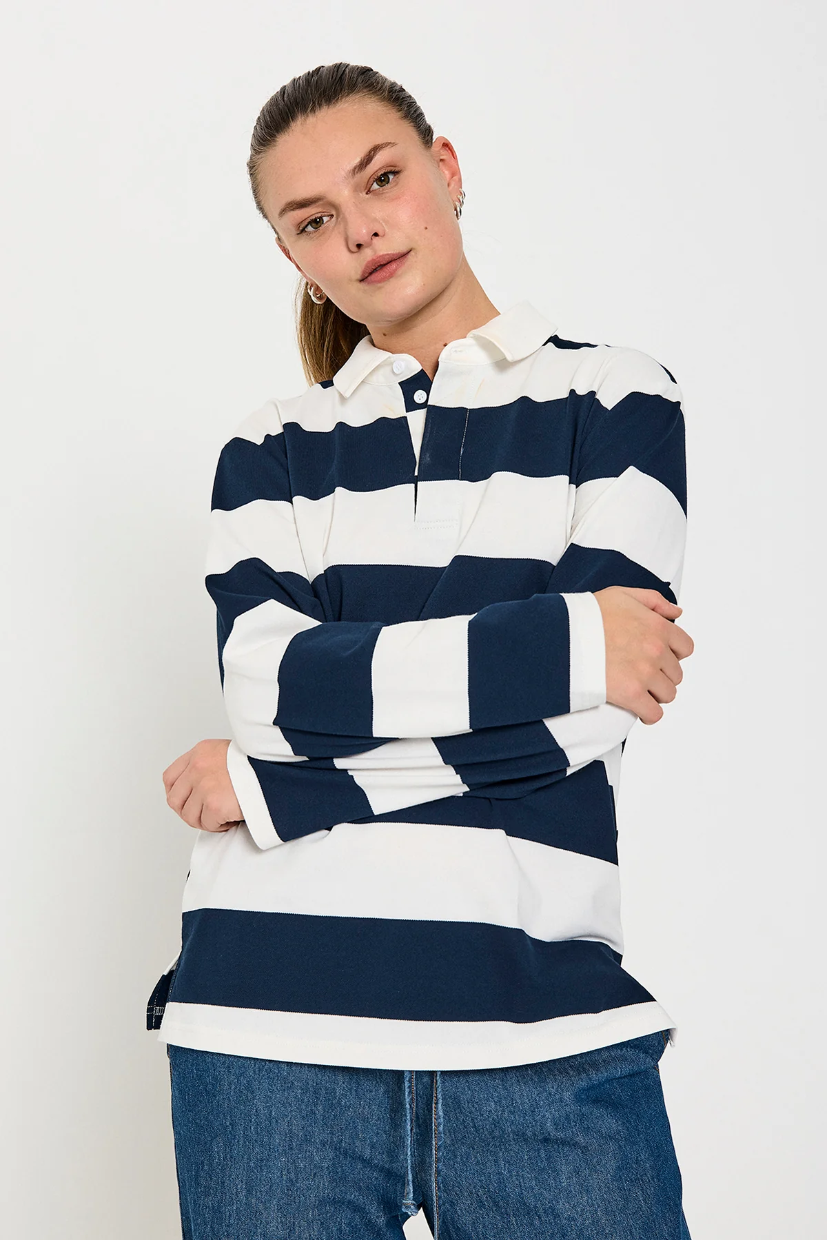 FQNILLA - POLOSHIRT - BLAU UND WEISS
