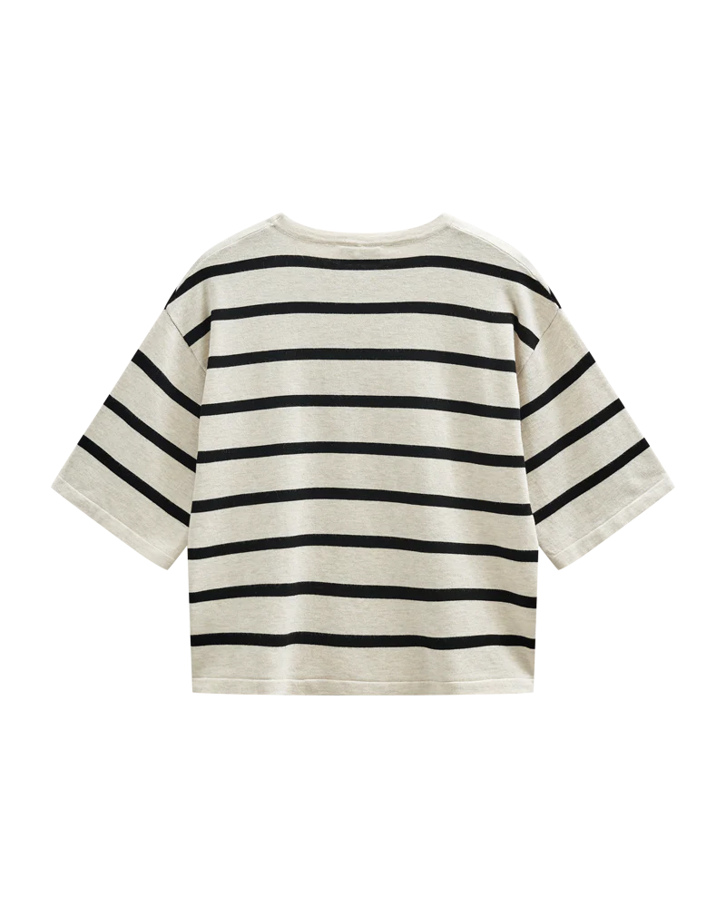 FQCONNY – FEINSTRICK-PULLOVER - WEISS UND SCHWARZ