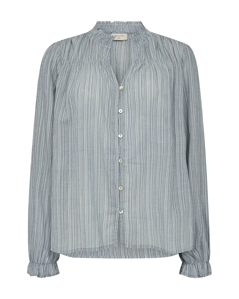 FQHELLY – BLUSE MIT STREIFEN - BLAU UND  BEIGE