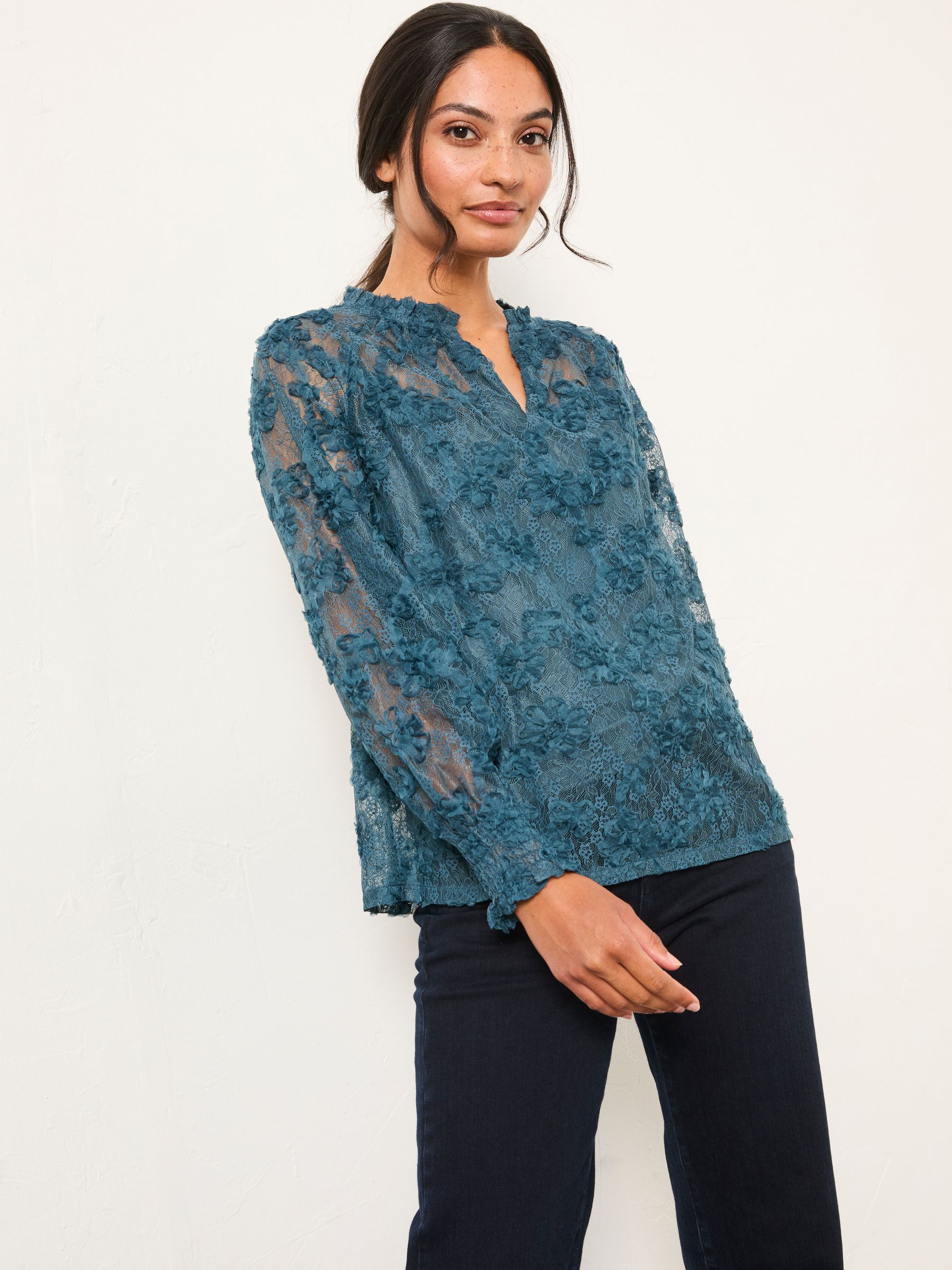 Flo Blue Navy Lace Top
