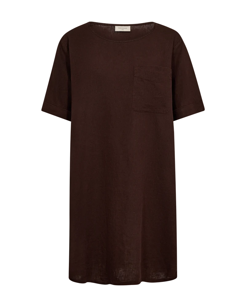 FQLAVA - LEINEN KLEID - BRAUN
