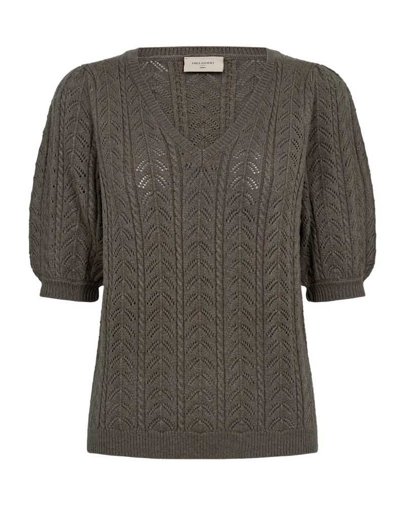 FQCLARRY – STRICKPULLOVER MIT LOCHMUSTER - BRAUN
