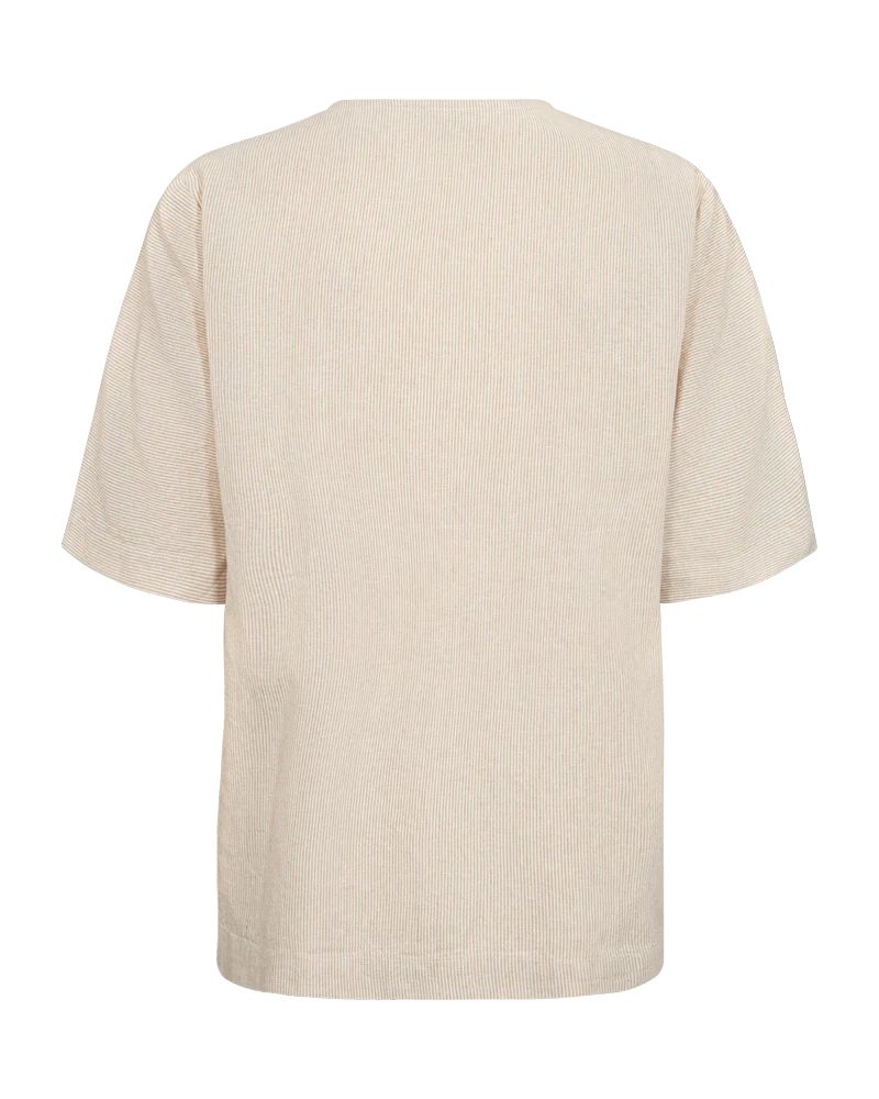FQLAVA - BLUSE MIT STREIFENMUSTER - WEISS UND BEIGE