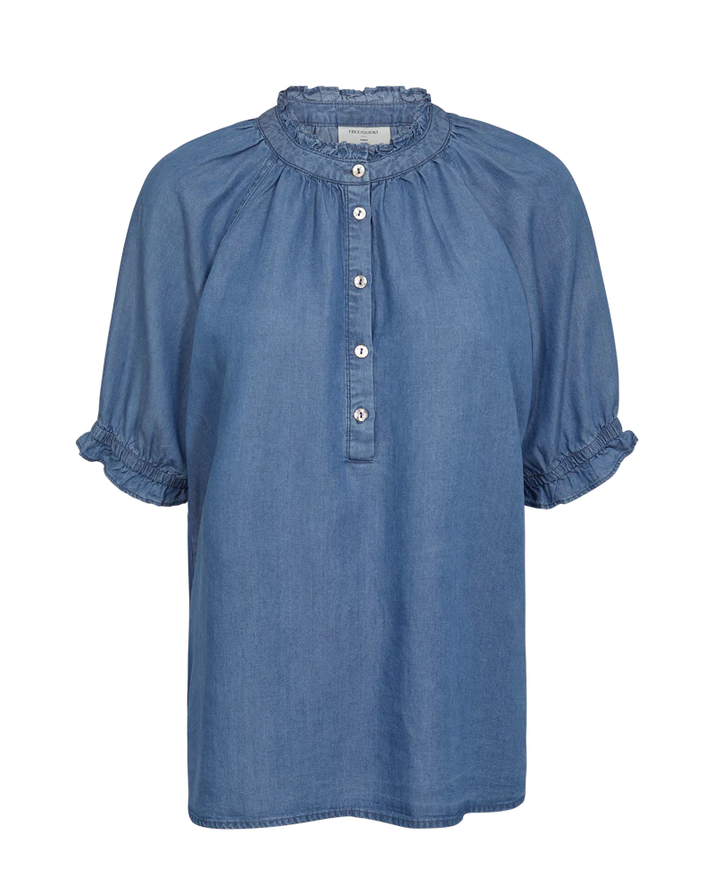 FQCARLY – BLUSE IM DENIM-LOOK - BLAU