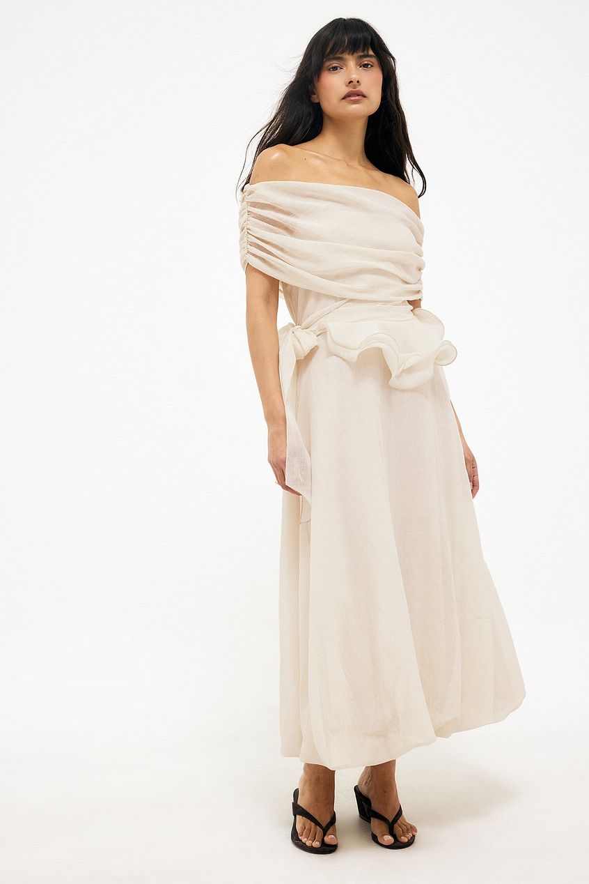 Sheer Off Shoulder Midi Dress