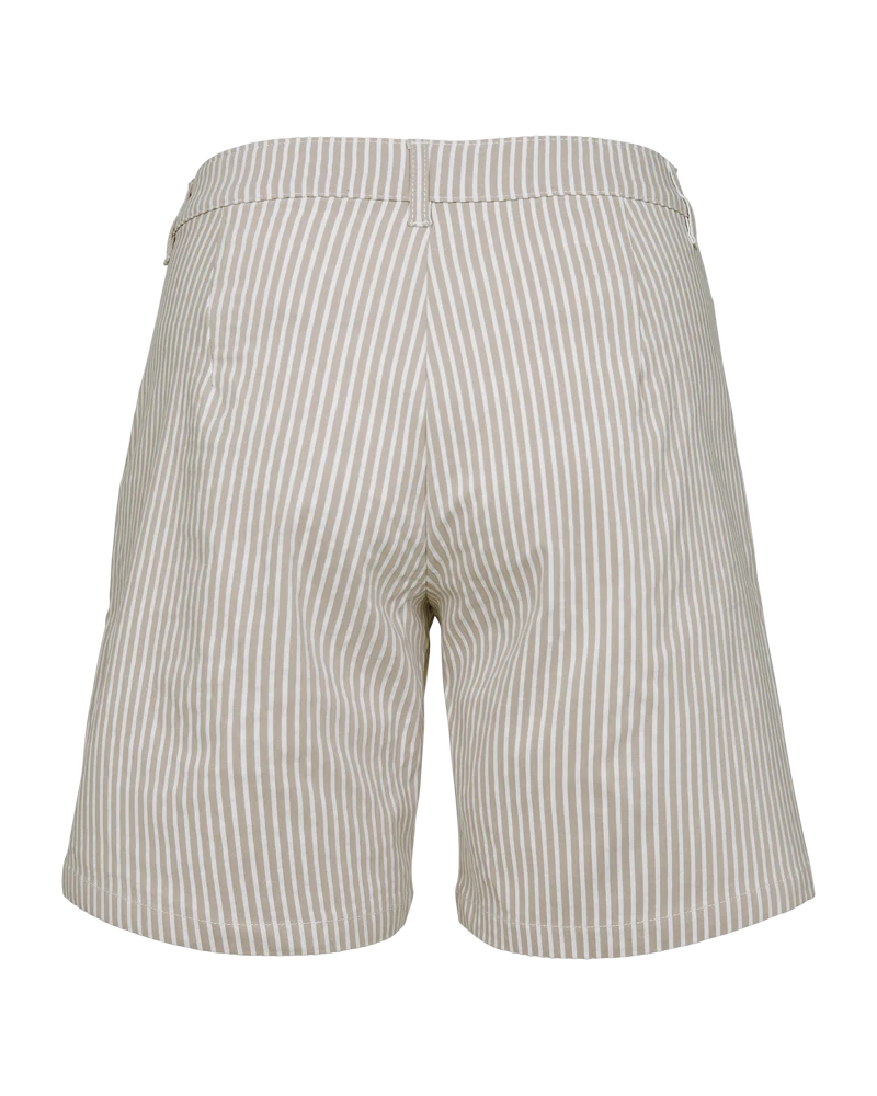 FQREX - GESTREIFTE SHORTS - BEIGE UND WEISS