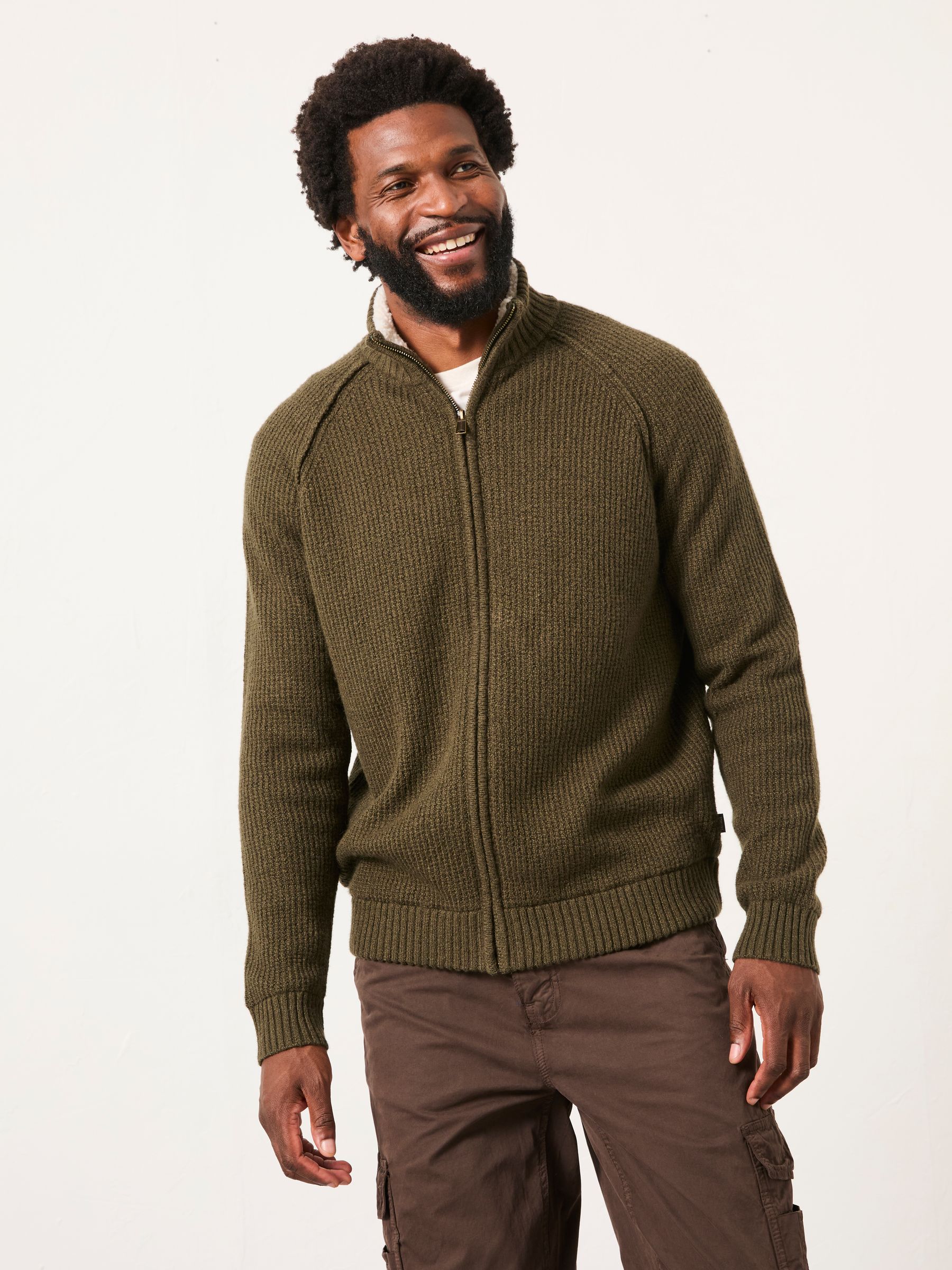 Harwick Khaki Green Zip Through Bomber