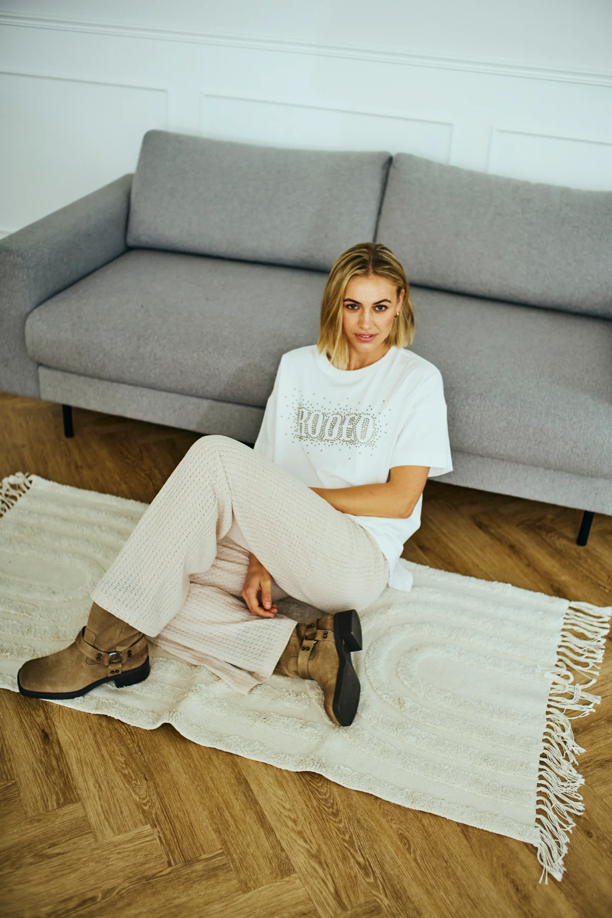 FQCAROL - T-SHIRT MIT PRINT - WEISS UND  BRAUN