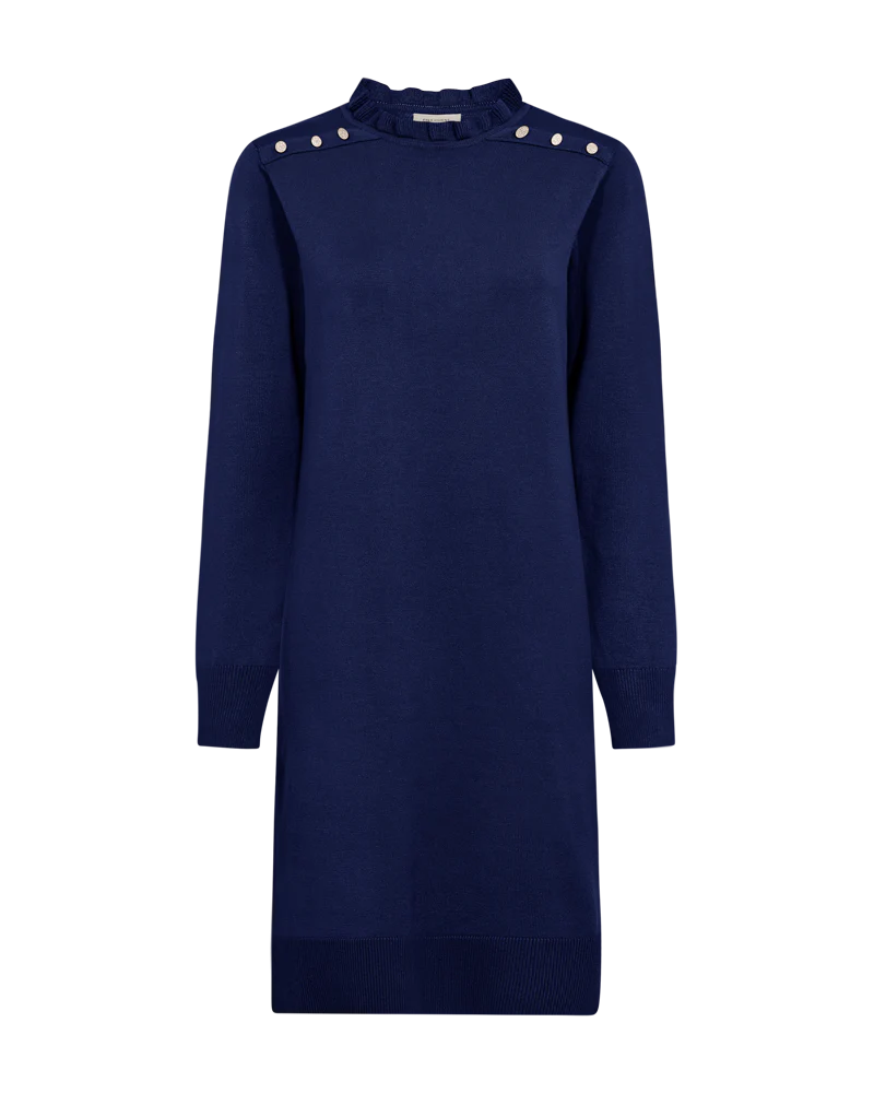 FQKATIE – KLEID MIT RÜSCHENKRAGEN - BLAU