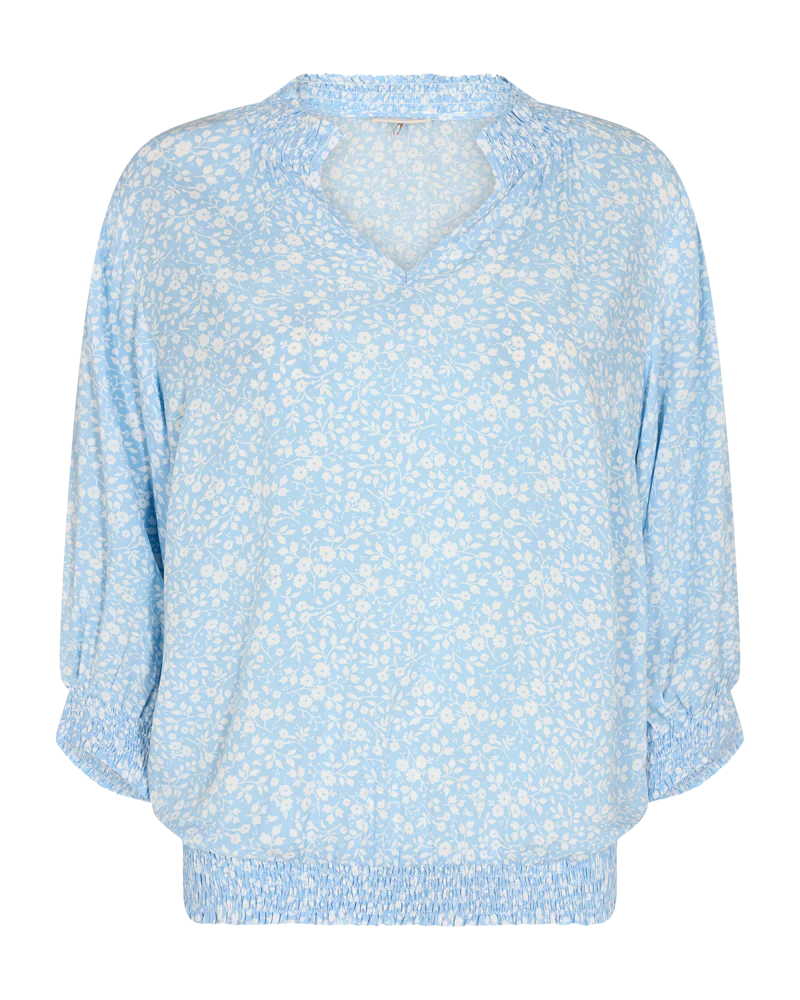 FQADNEY - BLUSE MIT BLUMEN - BLAU