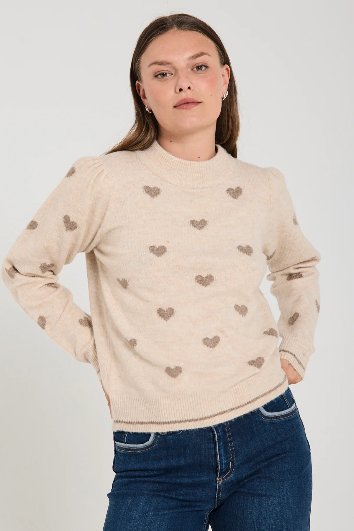 FQFAITH - PULLOVER - BRAUN UND BEIGE