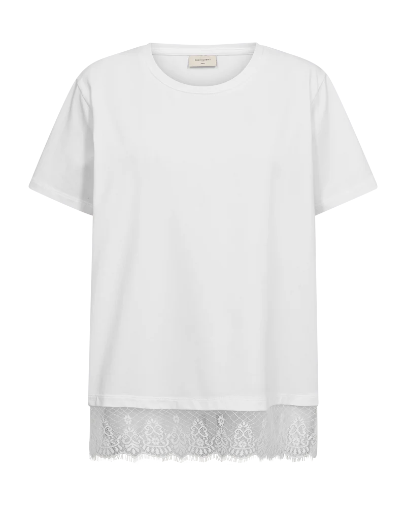 FQSURE – T-SHIRT MIT SPITZENBESÄTZ - WEISS