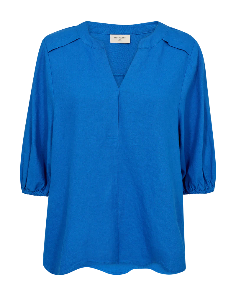 FQLAVA - LEINEN BLUSE - BLAU