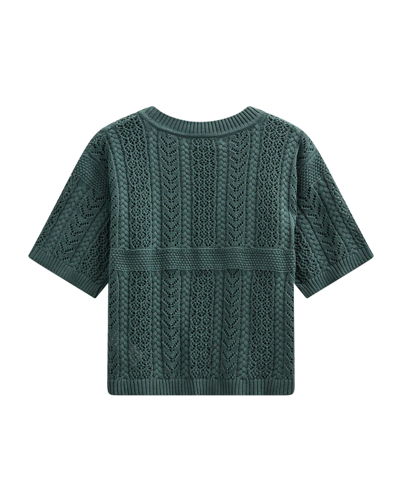 FQARWEN – PULLOVER MIT STRICKMUSTER - GRÜN