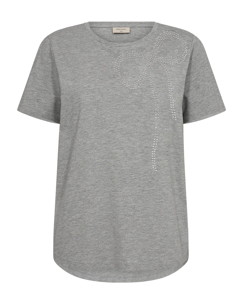 FQFENJAL - T-SHIRT MIT STRASSSTEINEN - GRAU