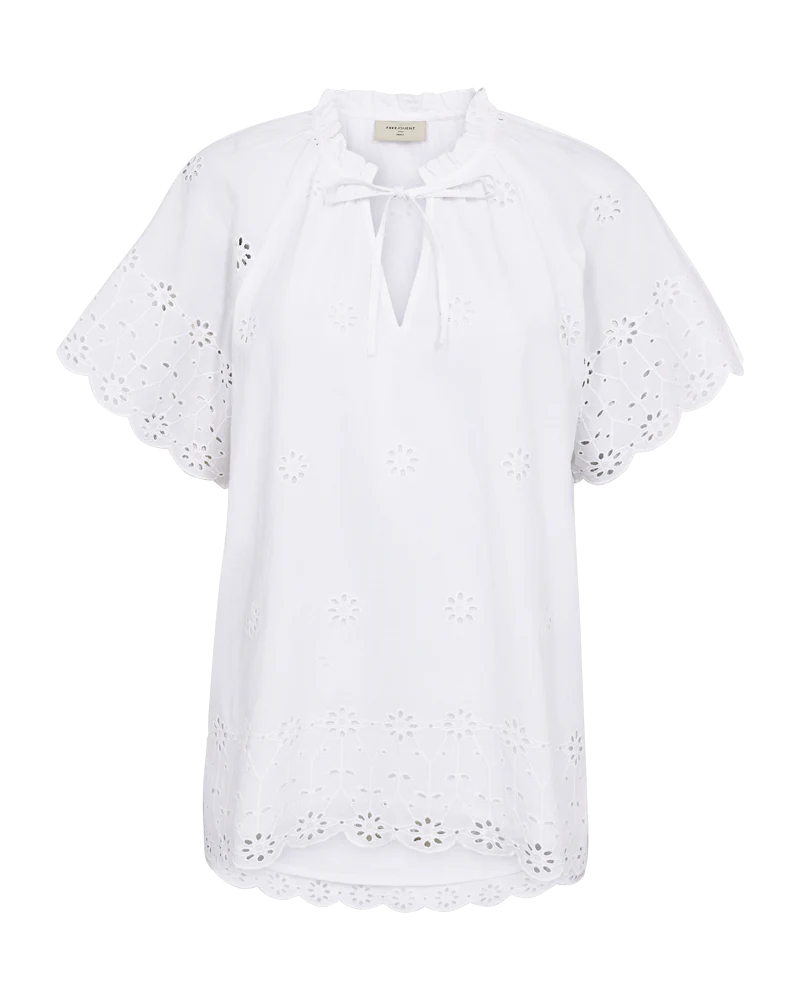 FQIDDI - HEMD MIT BESTICKTEM LOCHMUSTER - WEISS