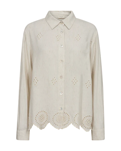 FQLINUS – HEMD MIT STICKEREI ANGLAISE - BEIGE