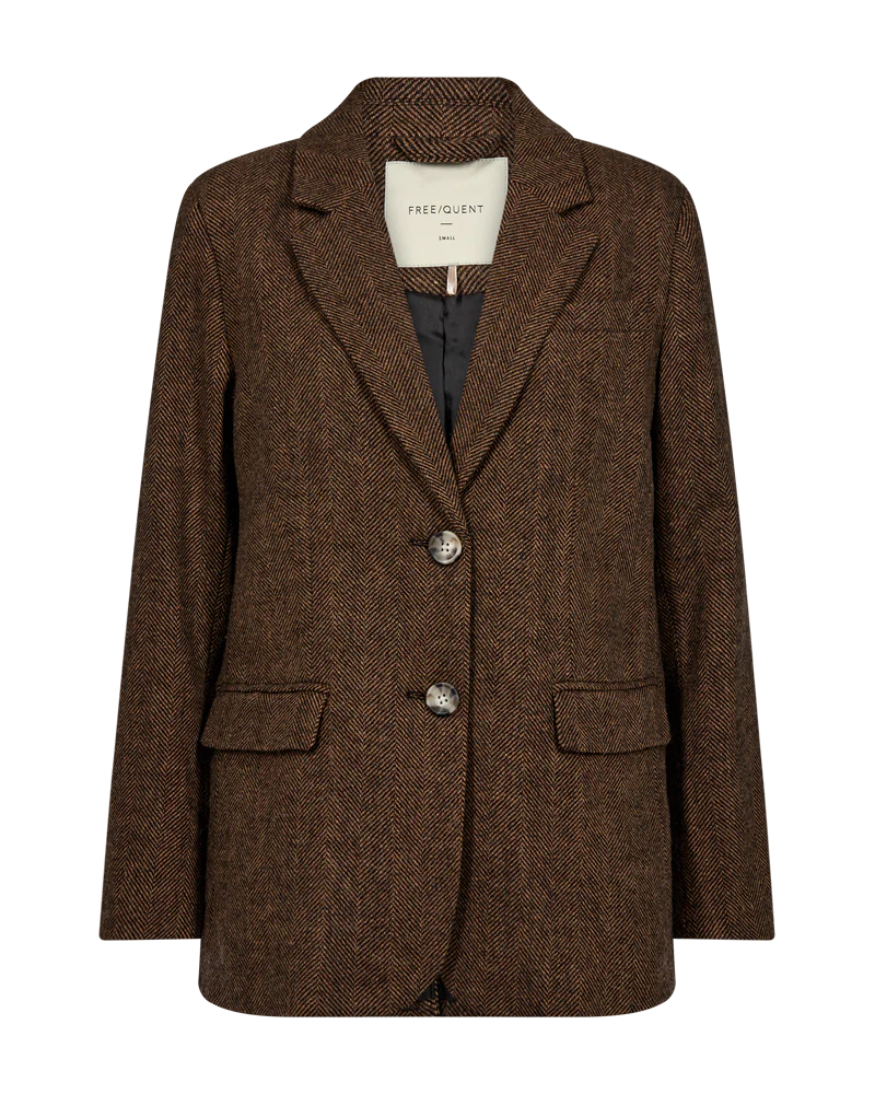 FQZANGO – JACKE MIT FISCHGRÄTMUSTER - BRAUN UND SCHWARZ