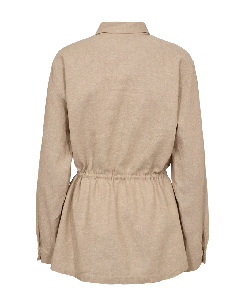 FQLAVA – LEINENHEMD MIT BINDENDETAILS - BEIGE