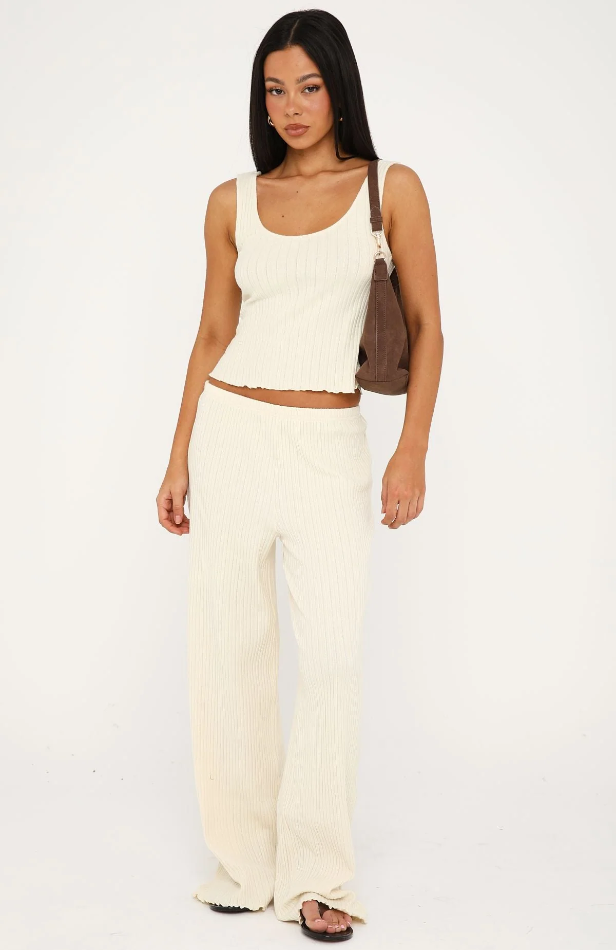 Street Chic Knit Pants Buttercream