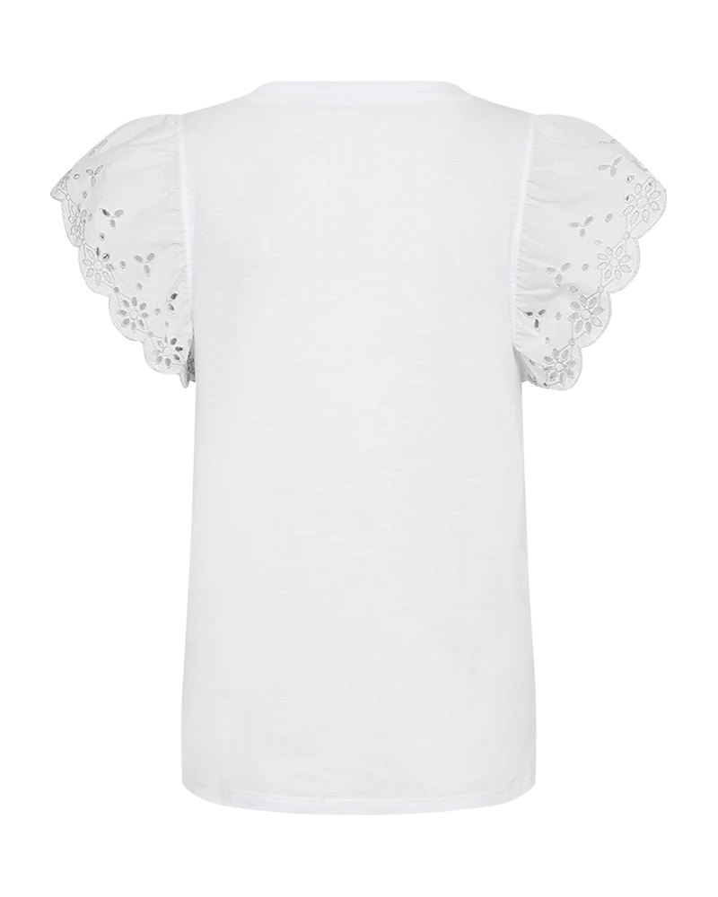 FQAZING - T-SHIRT MIT BESTICKTEN ÄRMELN - WEISS