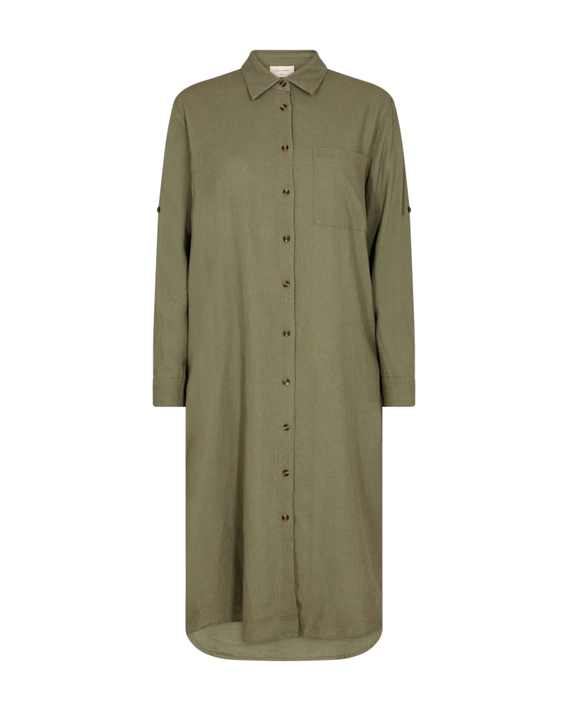 FQLAVA - BLUSENKLEID MIT LEINEN - GRUN