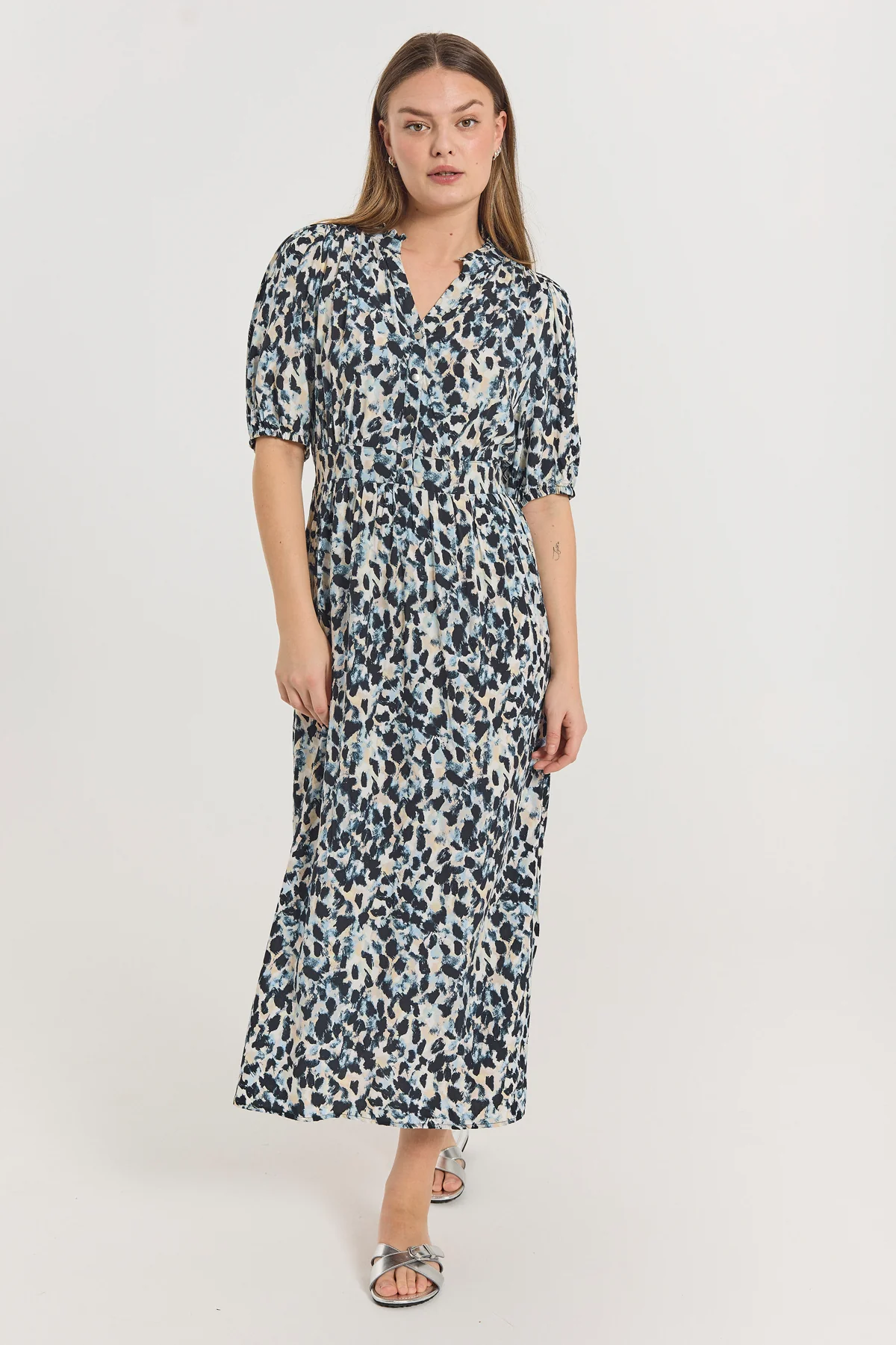 FQADNEY – KLEID MIT PRINT - BLAU