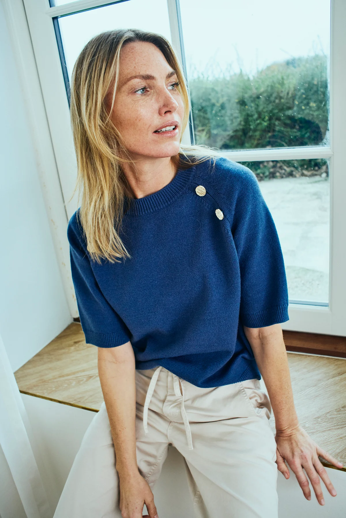 FQALPI – PULLOVER MIT DEKOKNÖPFEN - BLAU